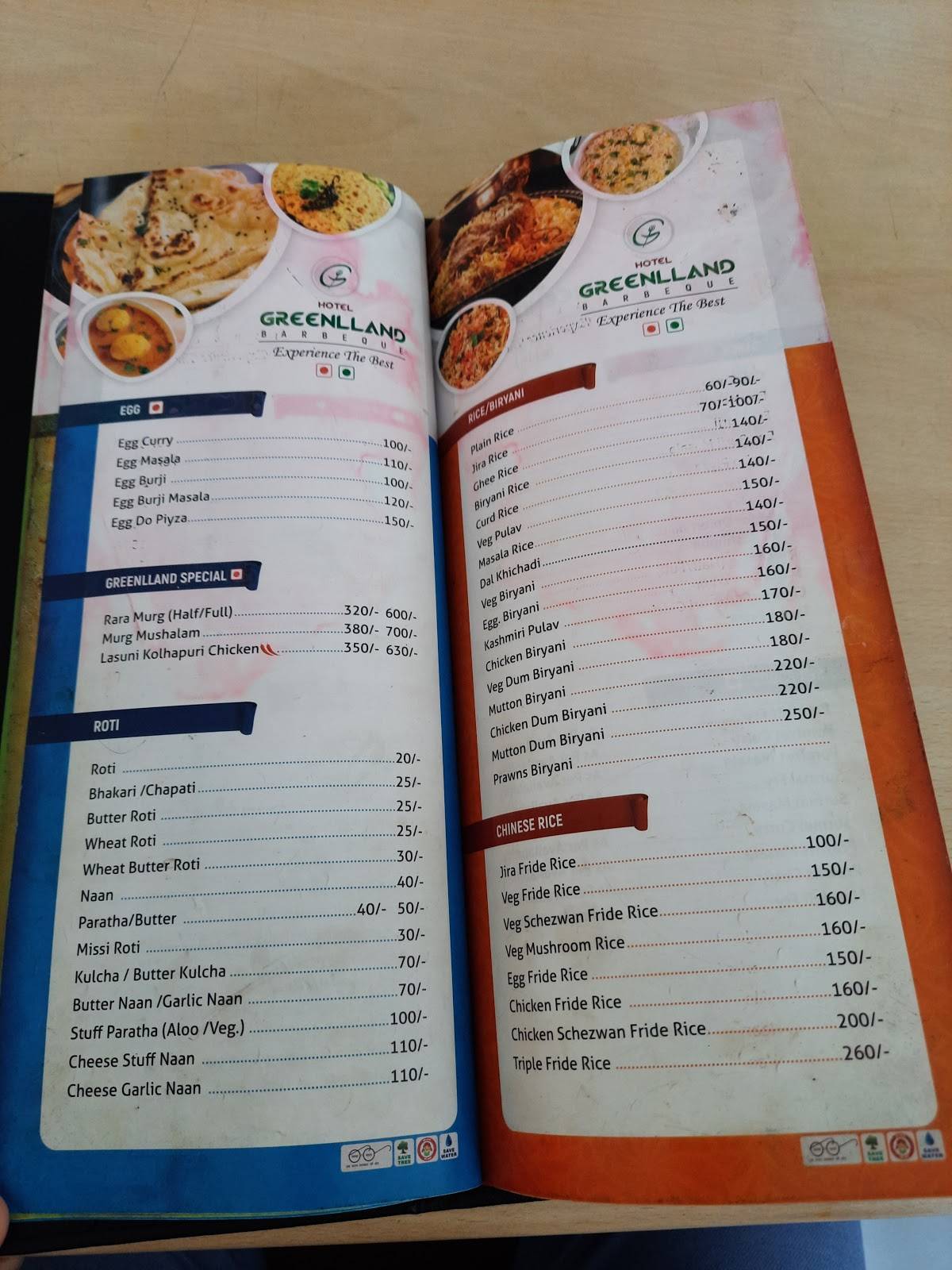 Menu at Hotel Greenland., Karad
