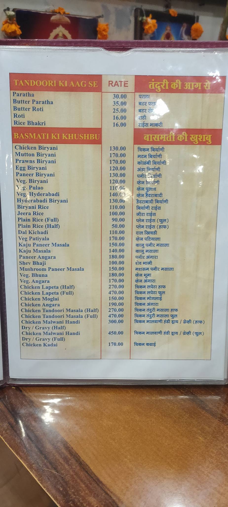 Hotel Kokan Ratna menu