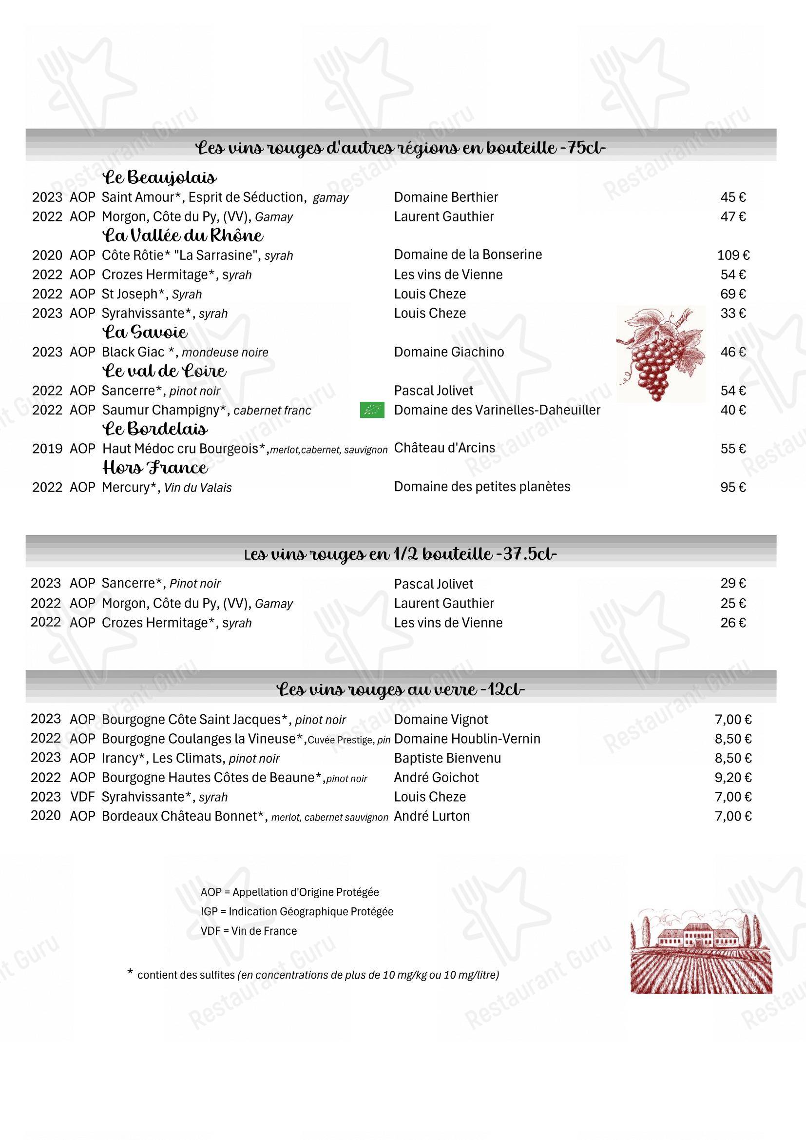 Menu pour Hôtel Restaurant Le Rive Gauche - 菜单