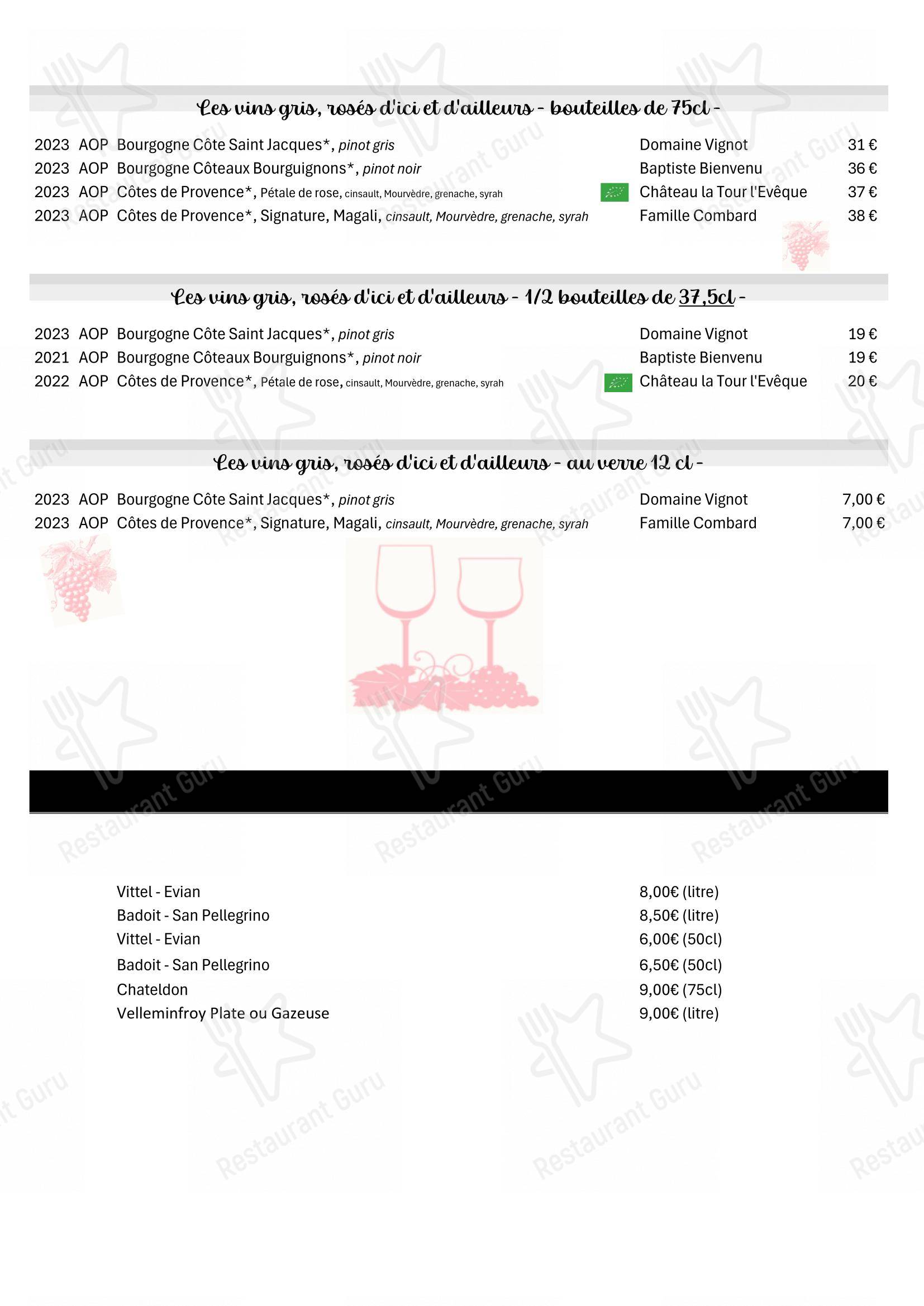 Menu pour Hôtel Restaurant Le Rive Gauche - 菜单