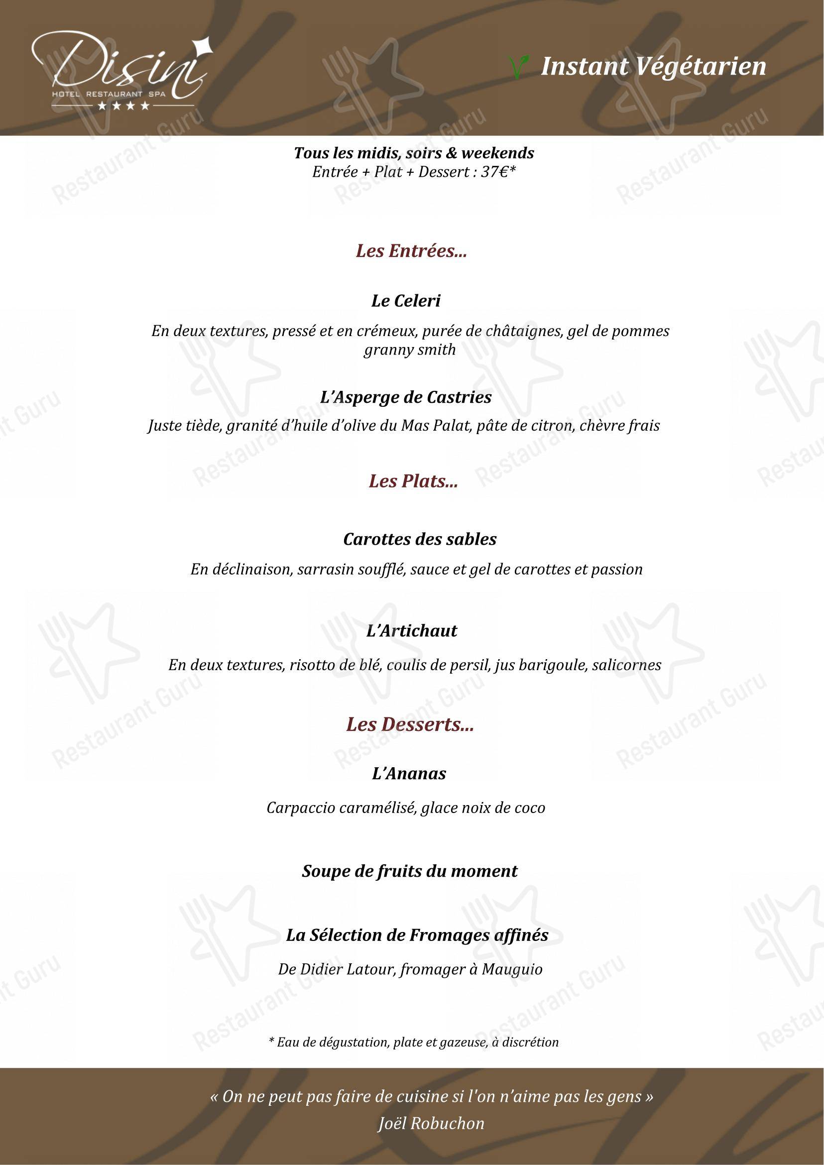 Disini dans Castries - Lunch Menu