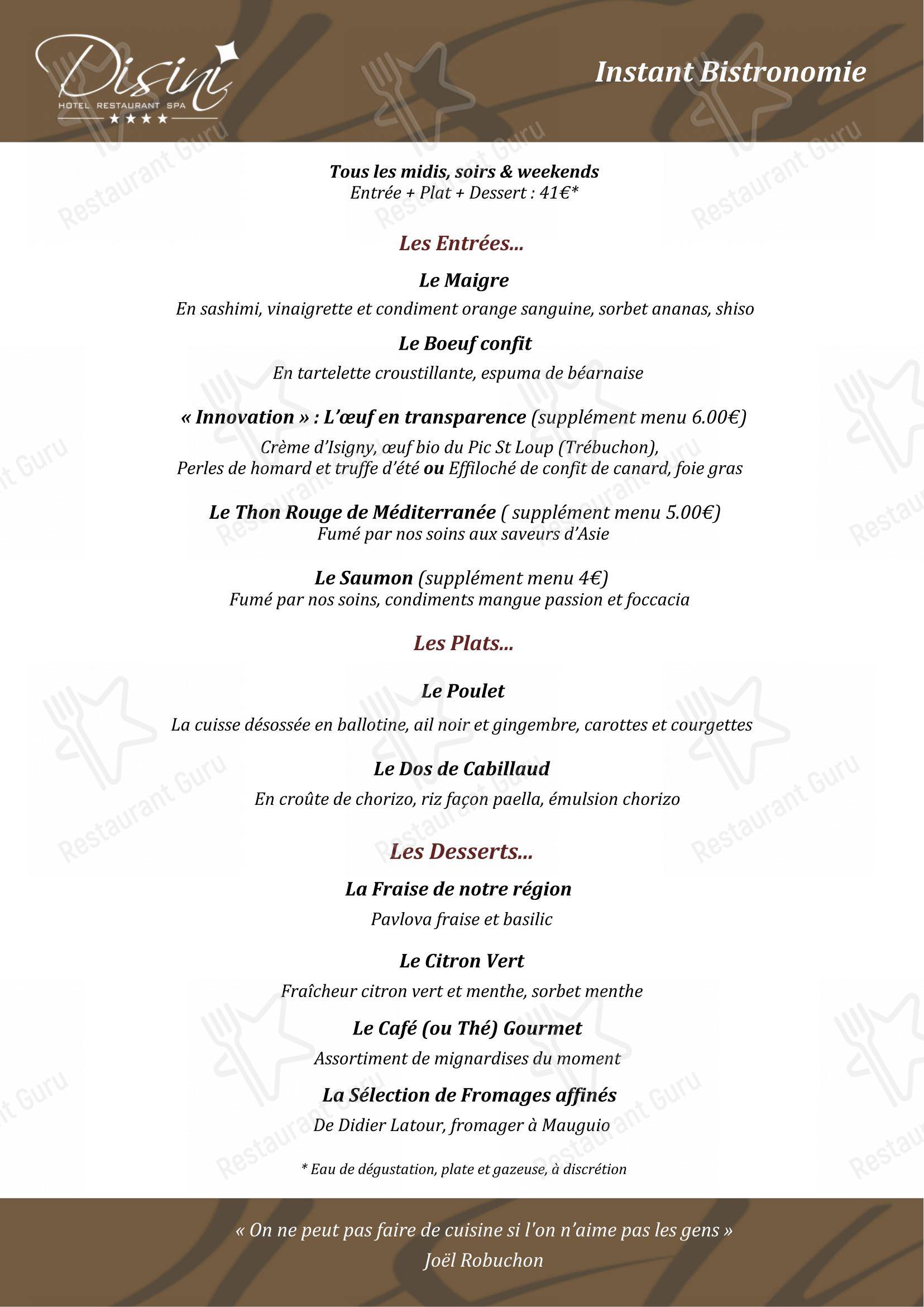 Disini dans Castries - 菜单