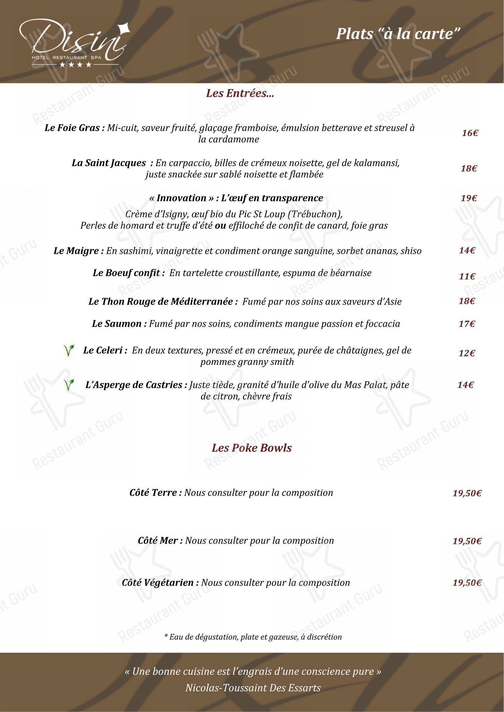 菜单 pour Disini restaurant