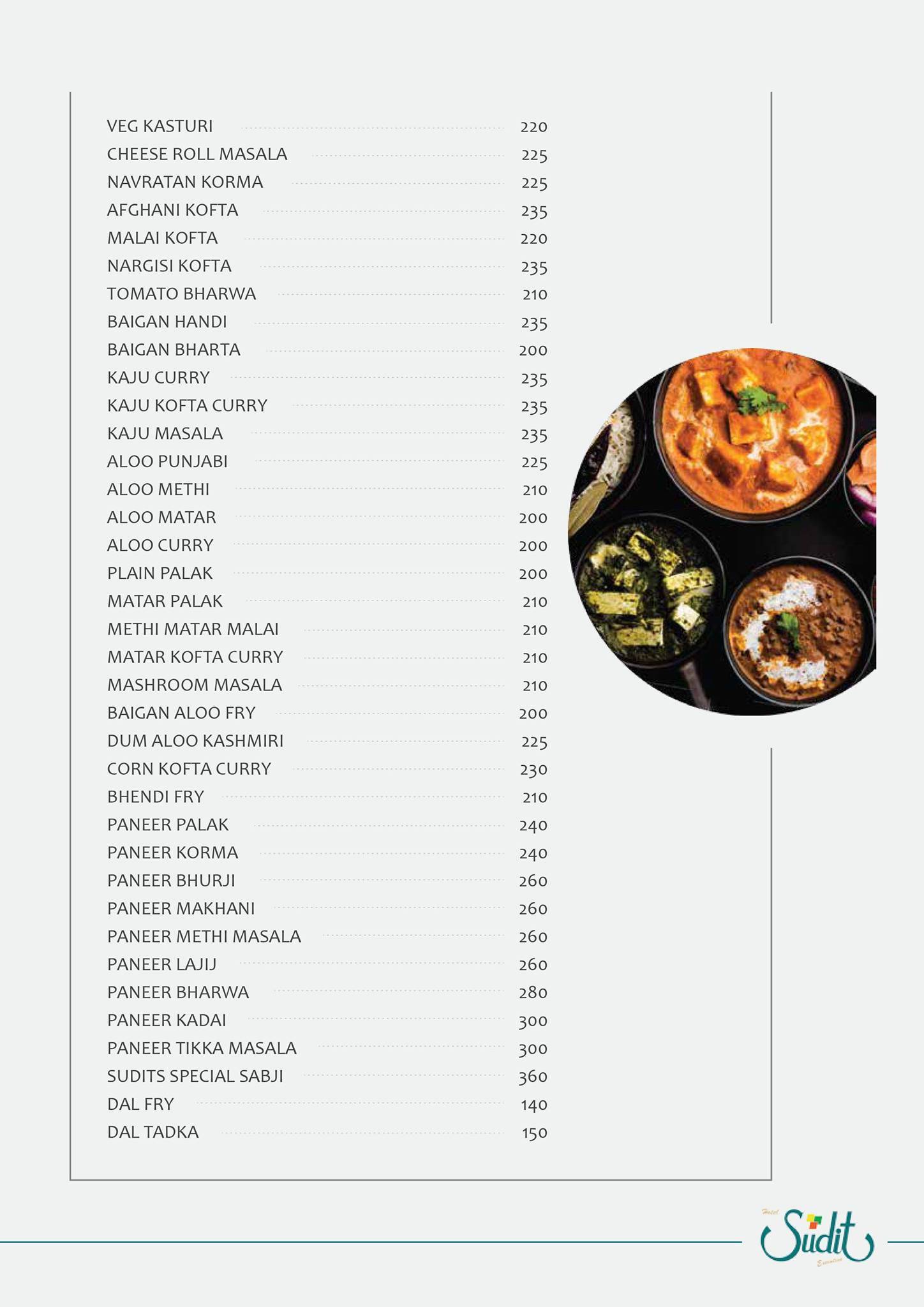 Hotel Sudit Executive menu