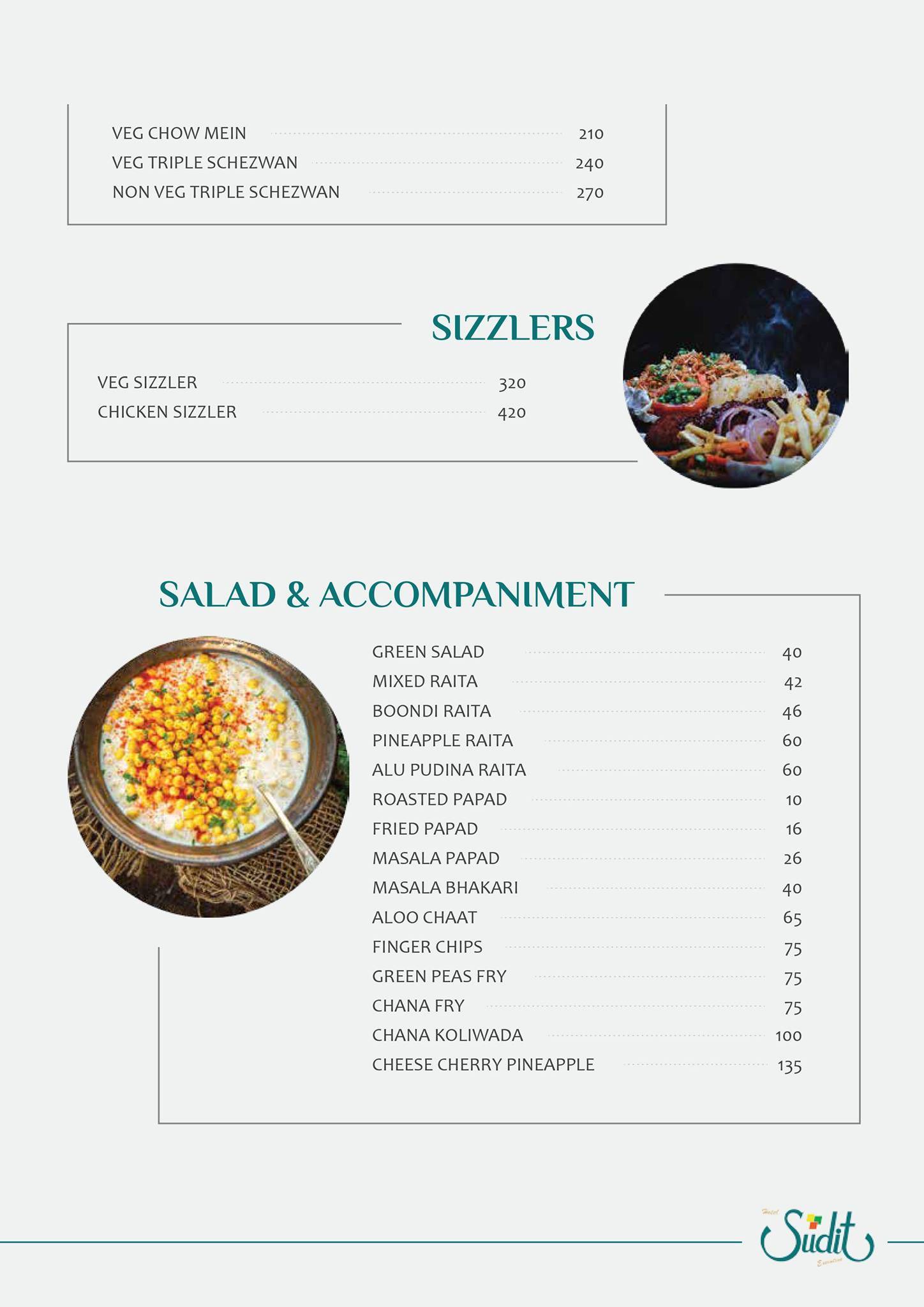 Hotel Sudit Executive menu