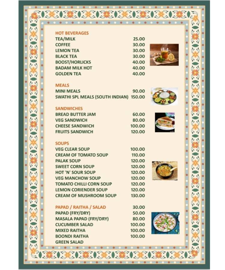 Hotel Swathi menu