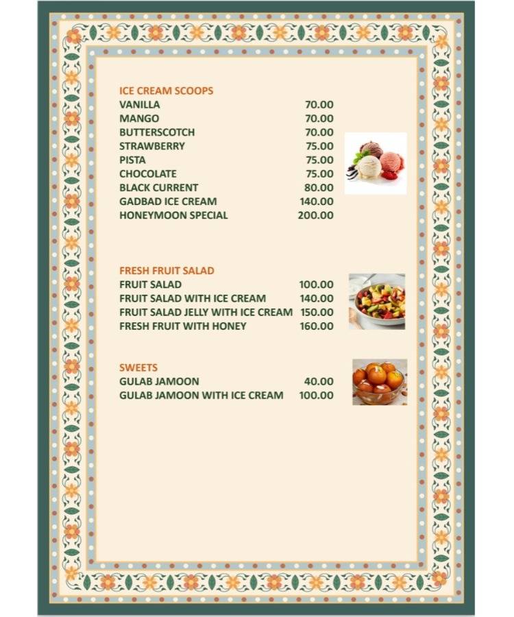 Hotel Swathi menu