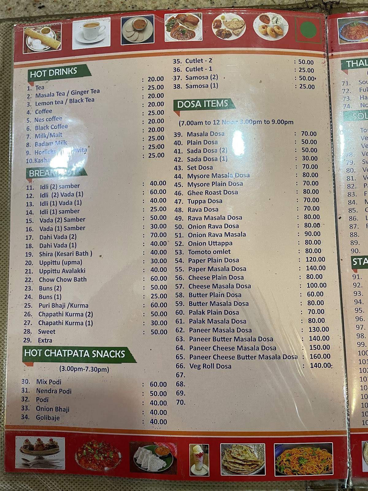 Hotel Vrindavan Nest menu