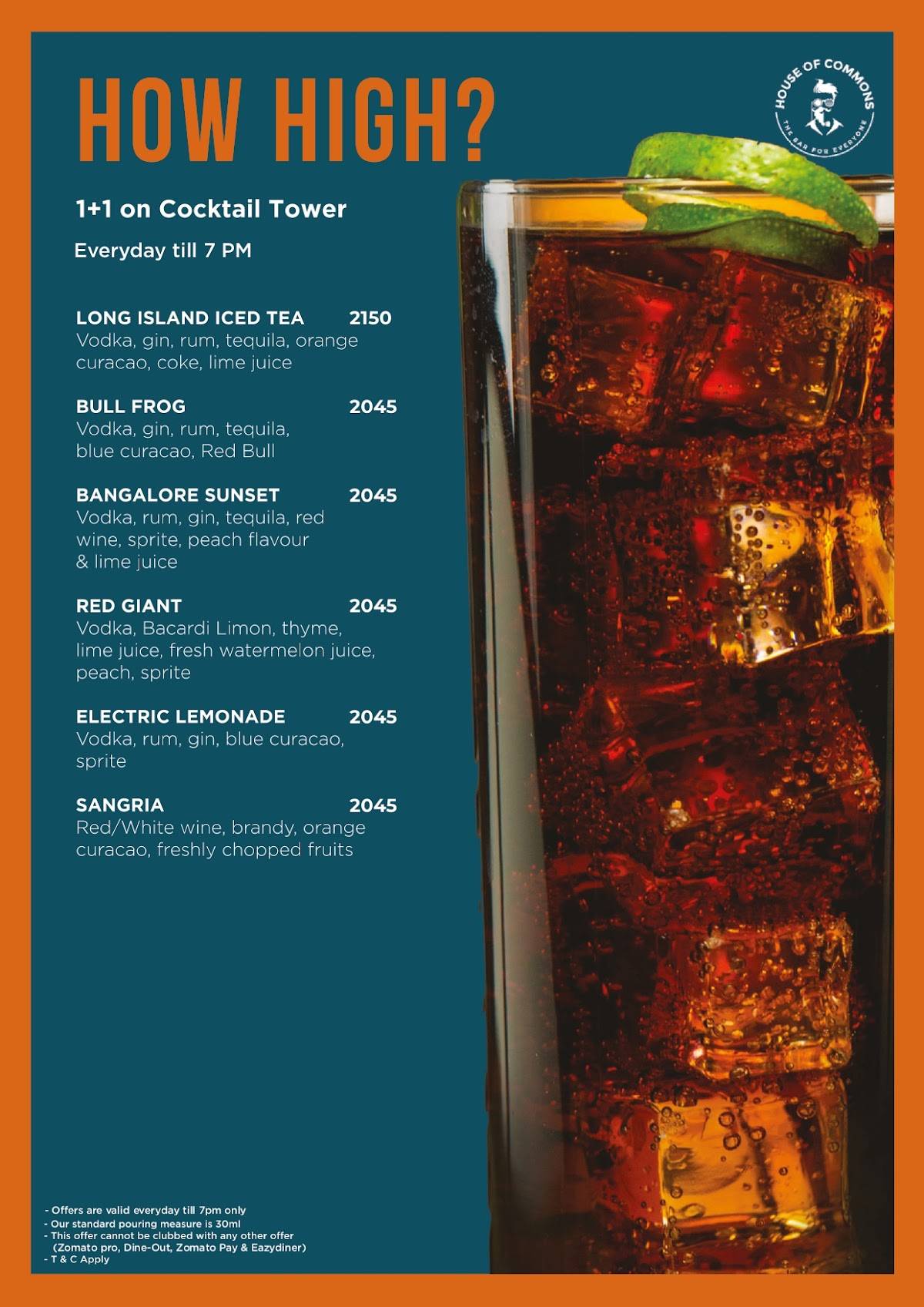 House of Commons menu