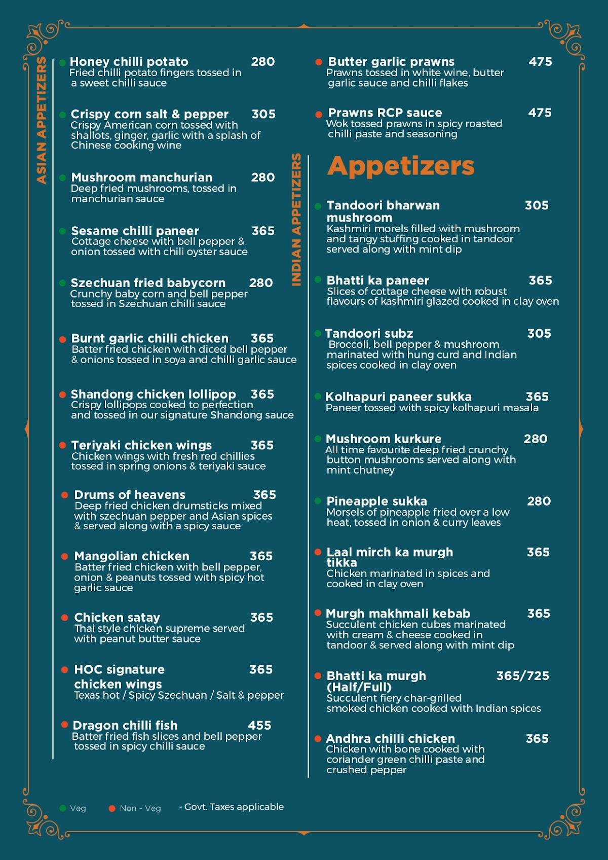 House of Commons menu