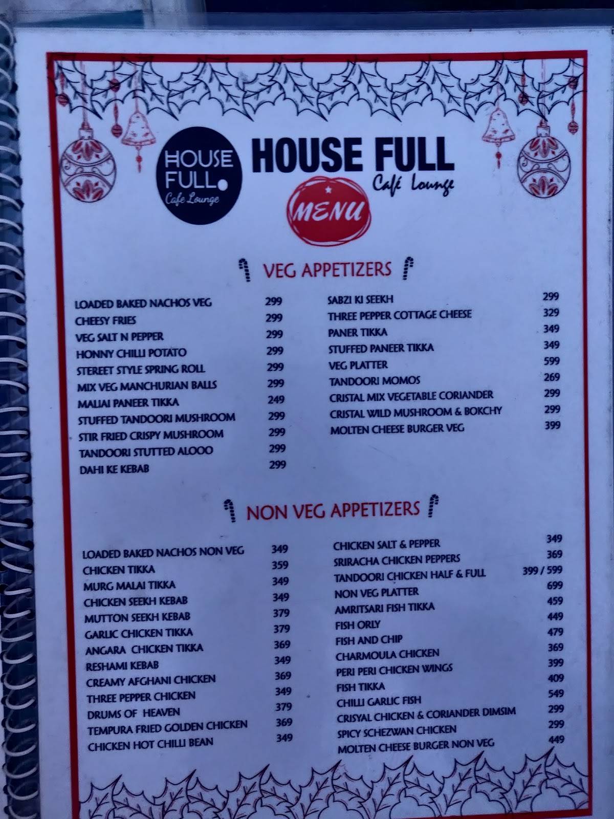Housefull Cafe Lounge menu
