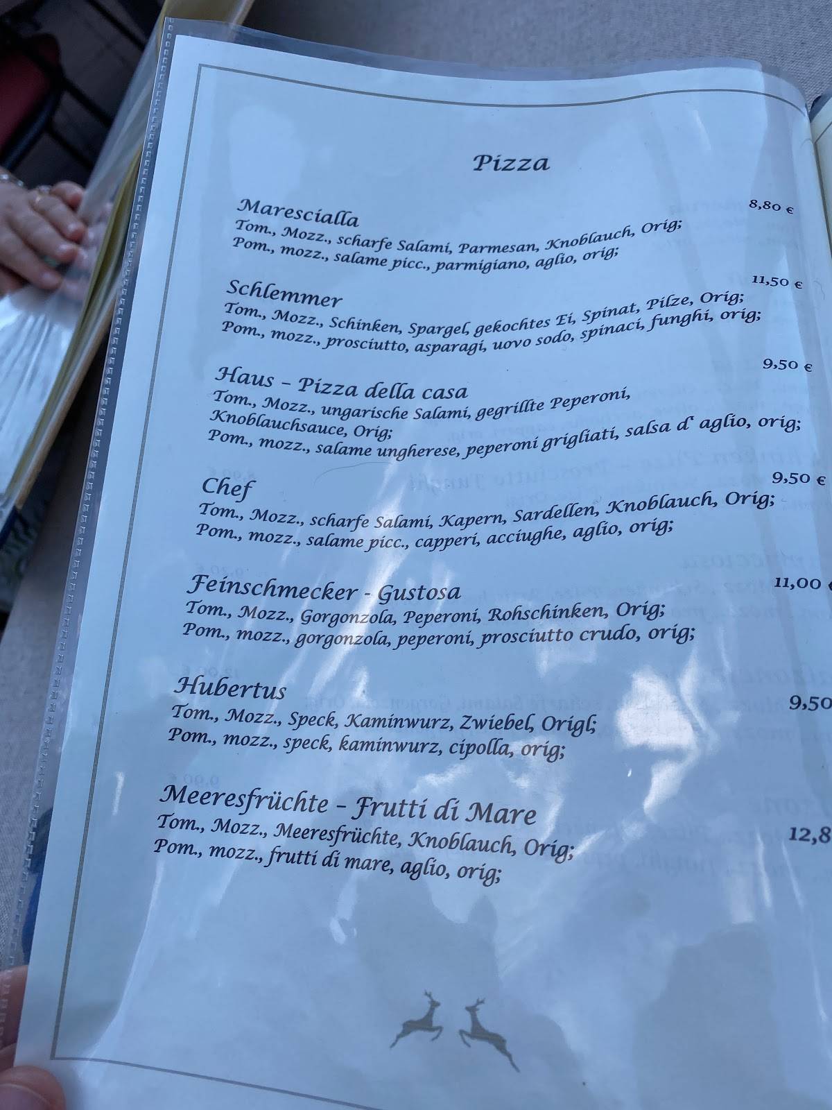 Menu di Hubertuskeller 
