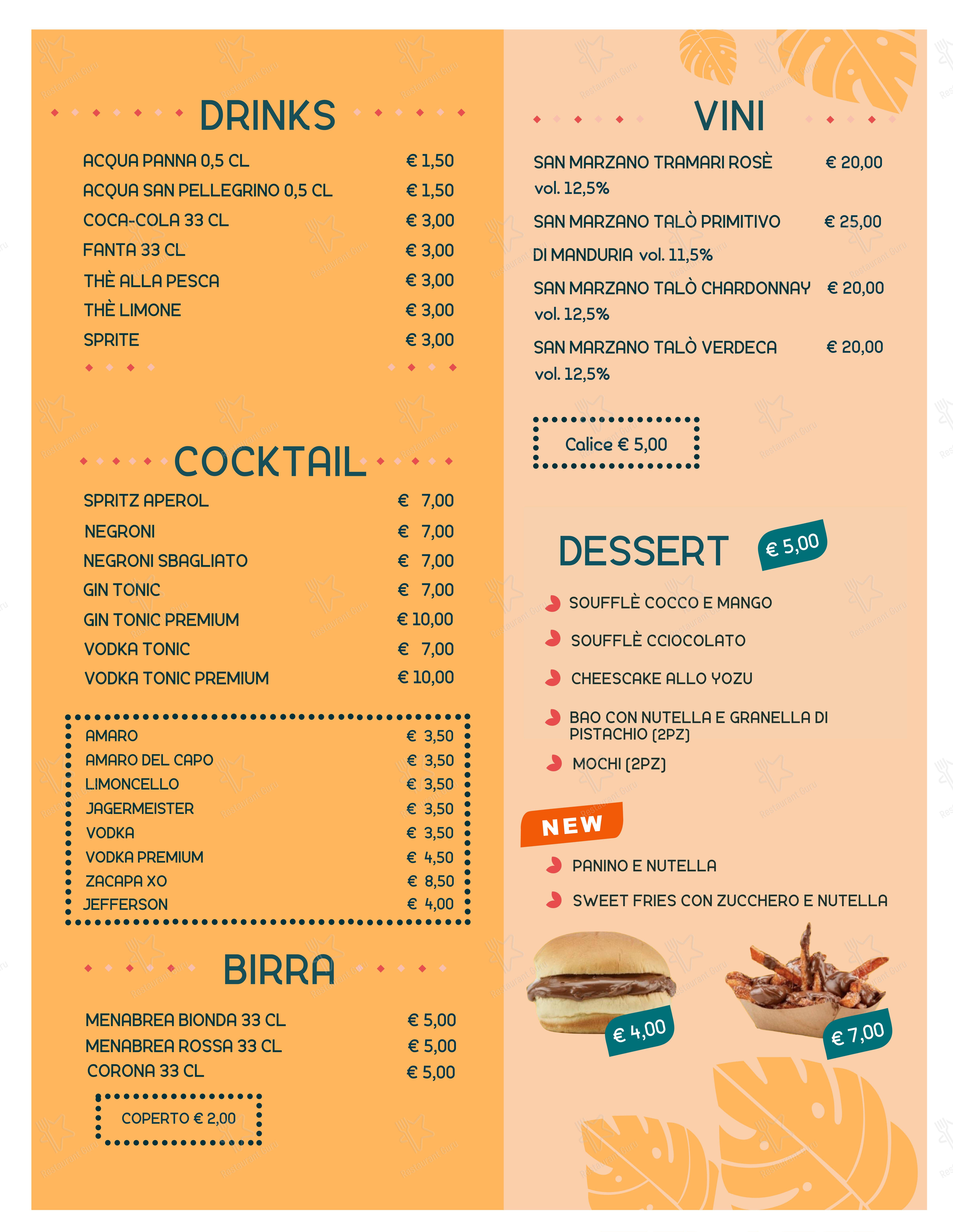 Menu per Hula Hawaiian Restaurant ristorante