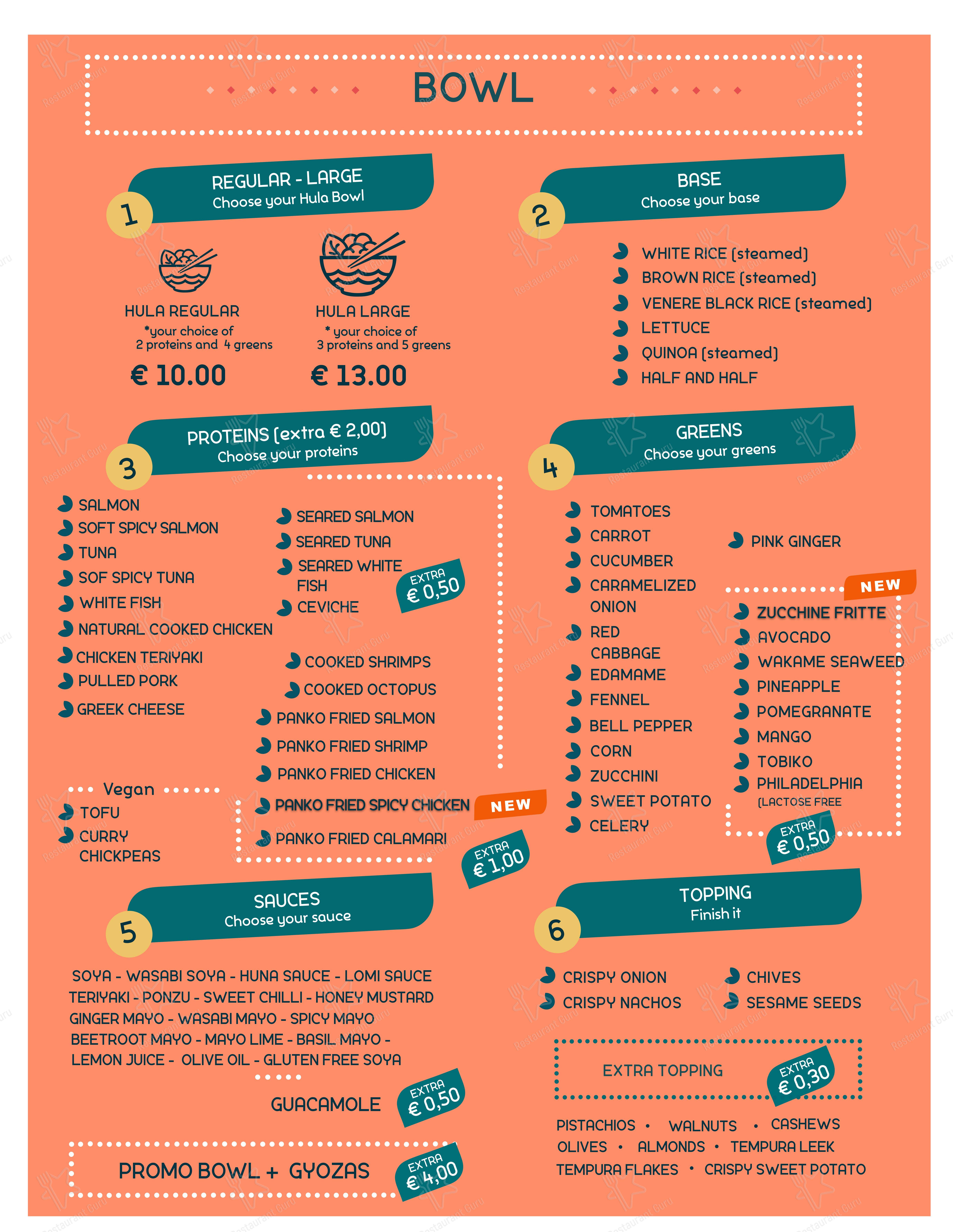 Menu bar per Hula Hawaiian Restaurant ristorante