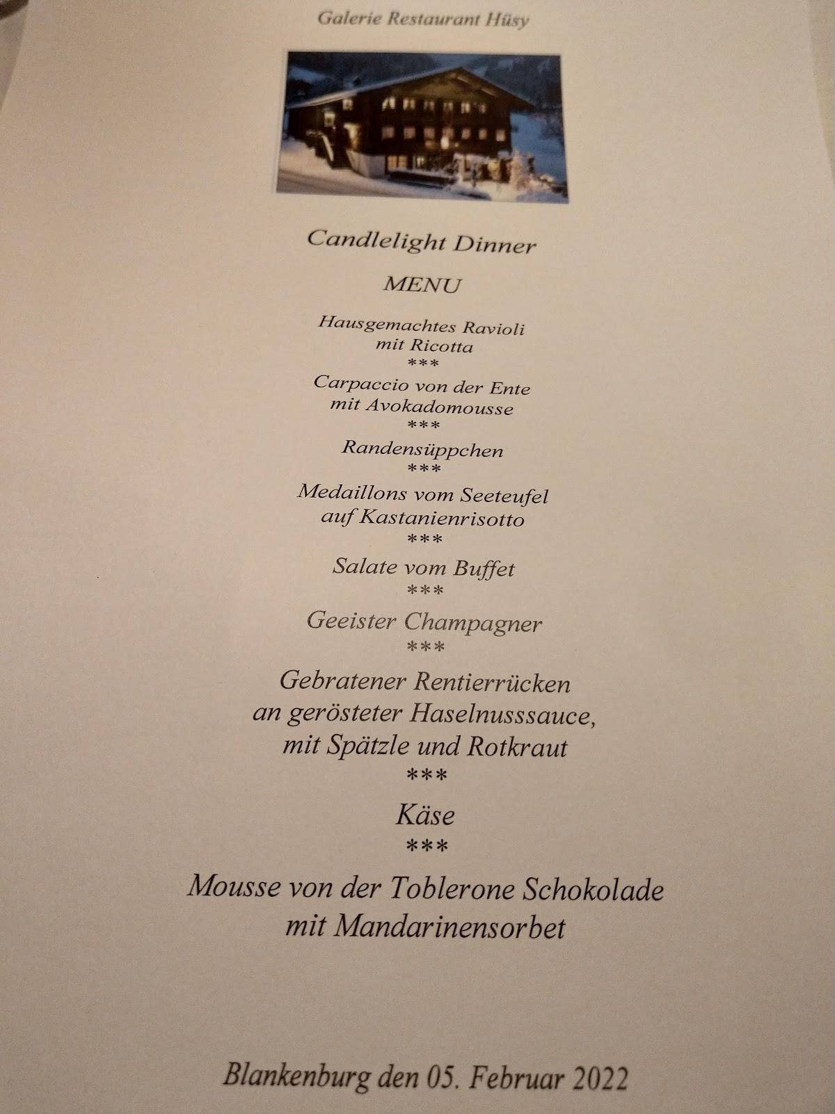 Menu di Restaurant Hüsy Galerie 