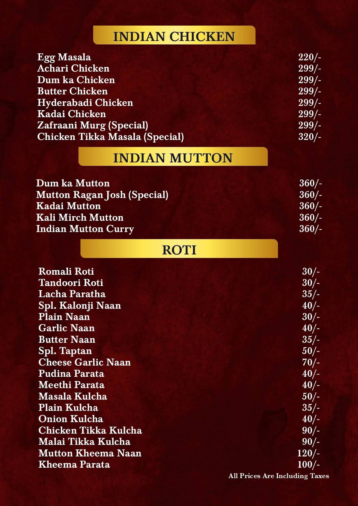 Menu at Pista House Uppal, Hyderabad