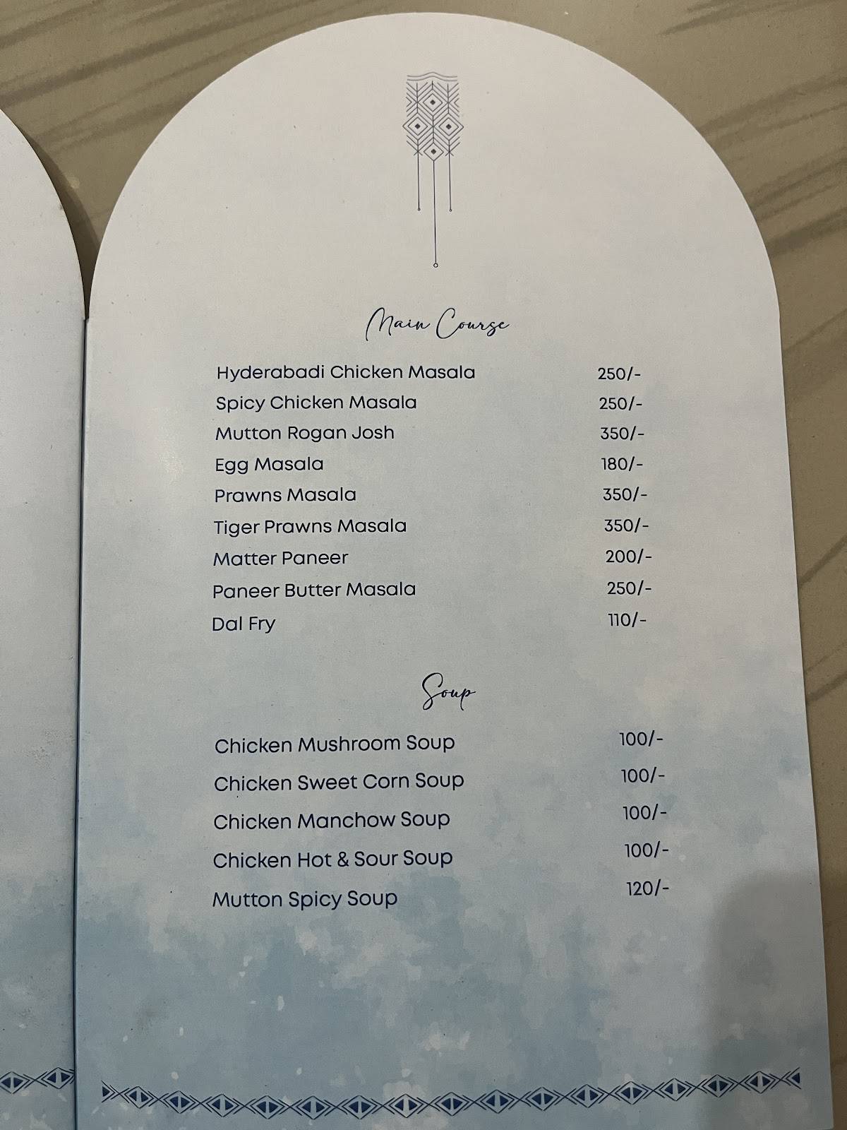 Hyderabadi Dum biryani menu