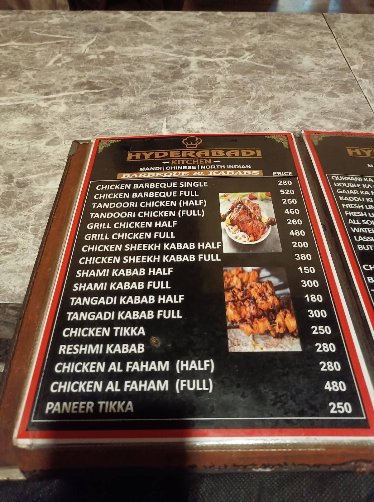 Hyderabadi kitchen arabian restaurant menu