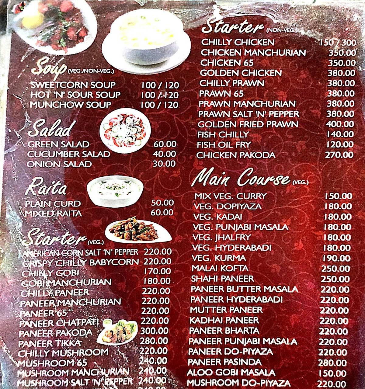 Hygienic Restaurant menu