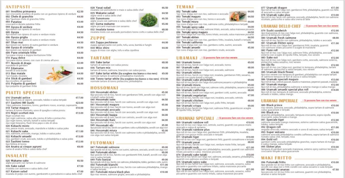 Menu di IMI SUSHI & POKE 