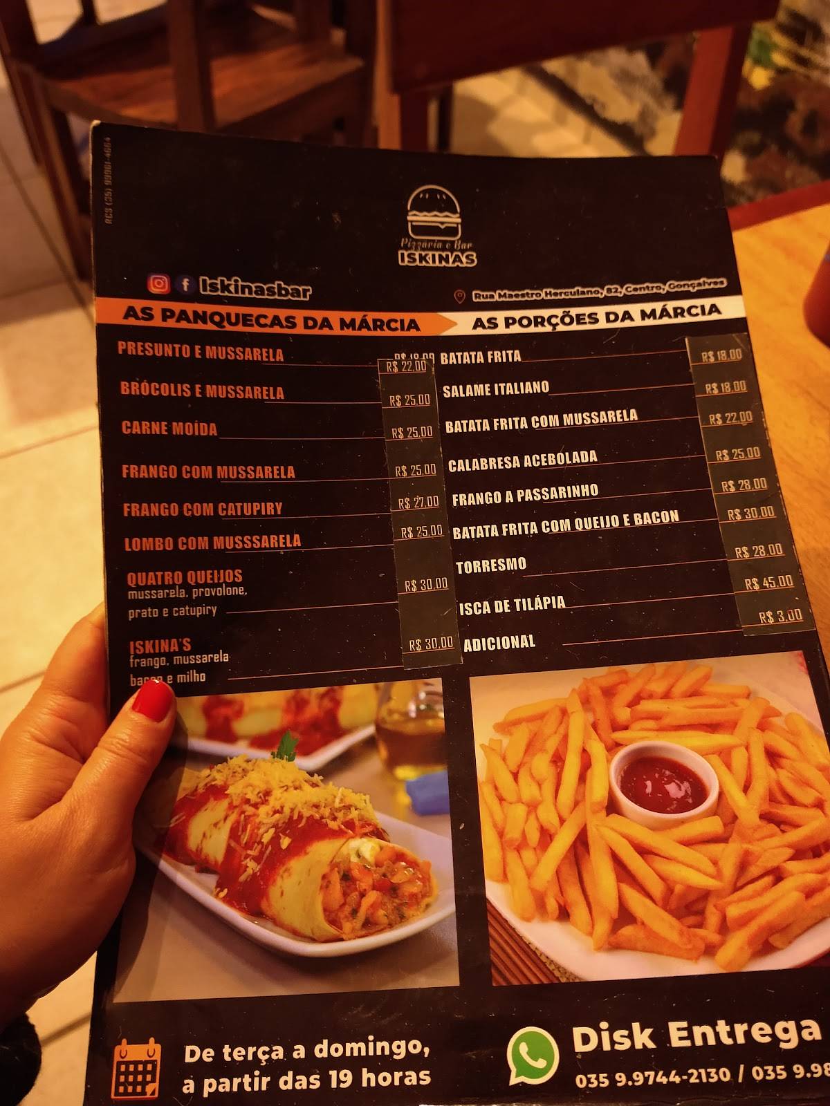 ISKINAS BAR E PIZZARIA cardápio