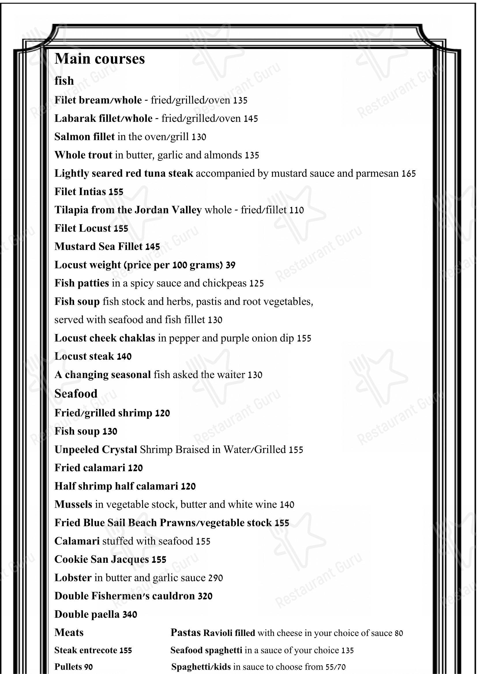 Menu pour Idi Fish Restaurant dans Ashdod