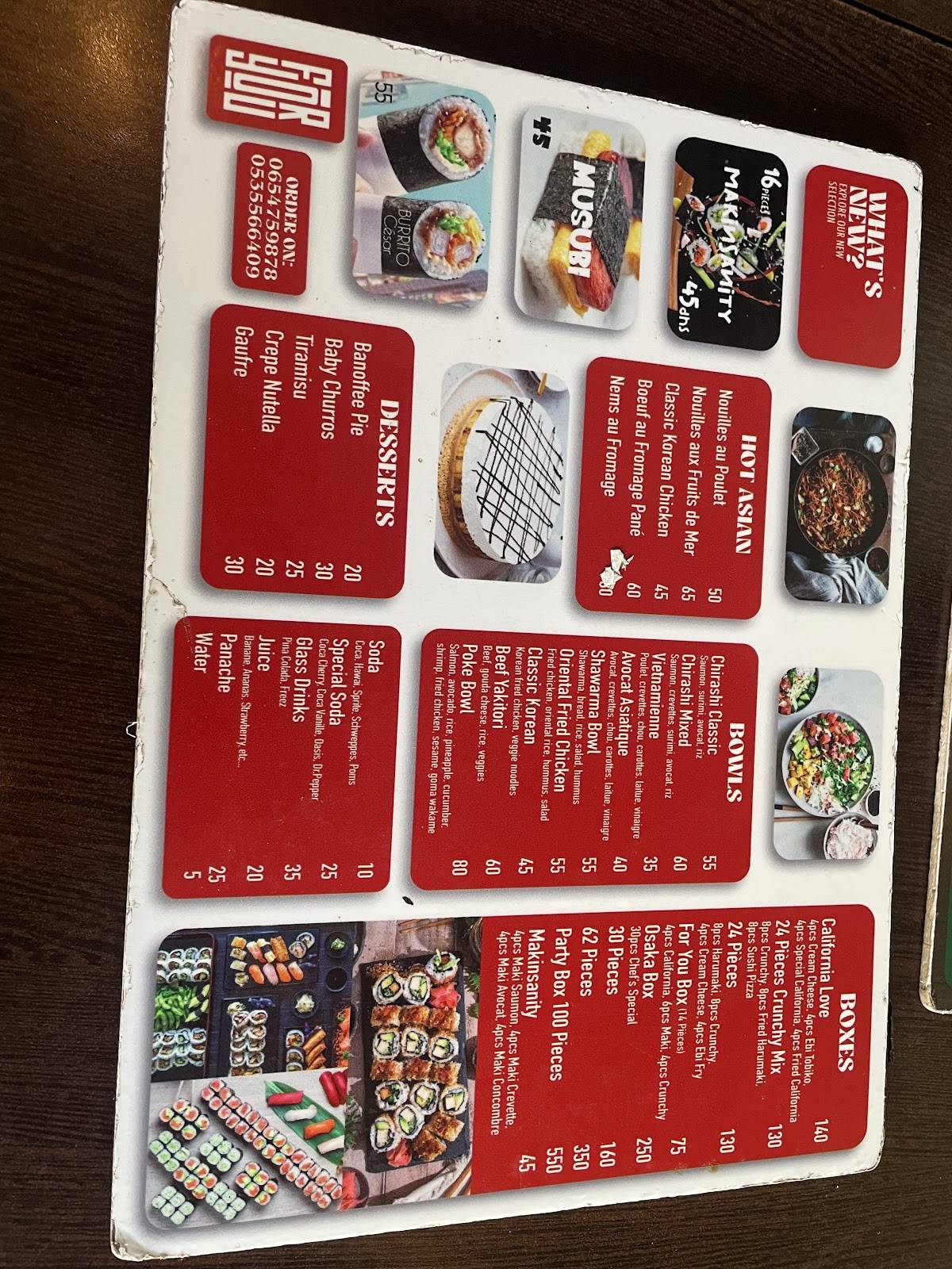 Menu de Restaurant For You