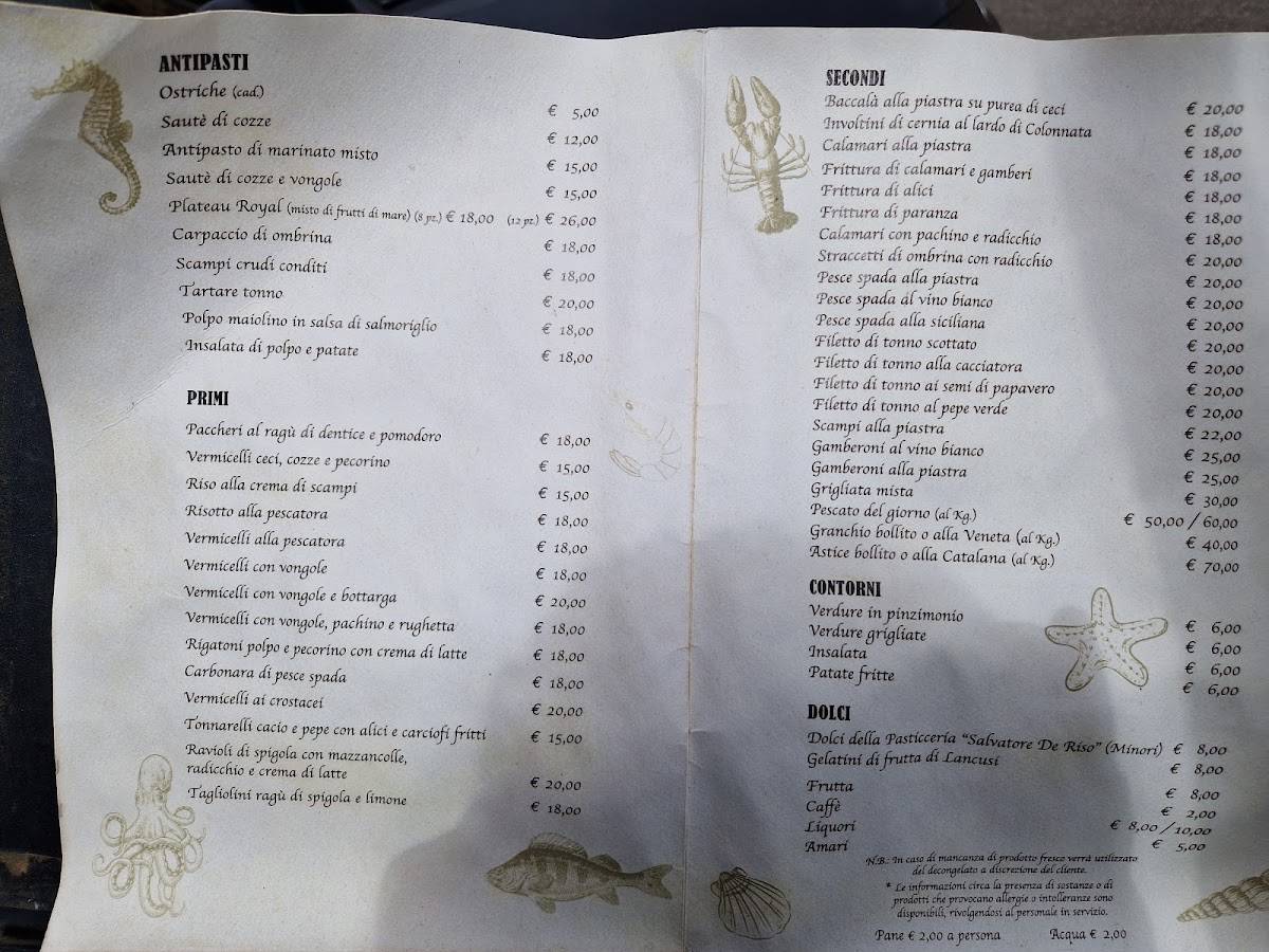 Menu di Il Bar Sotto Il mare 