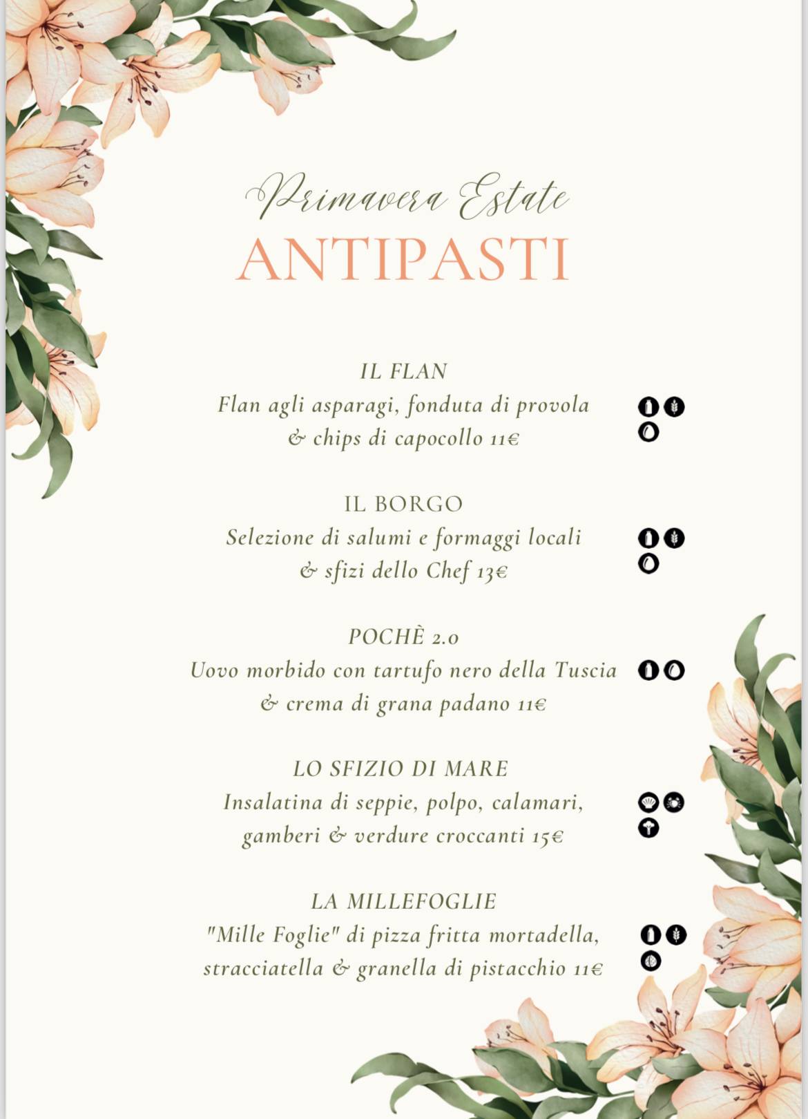 Menu di Il Borgo di Bagnaia 
