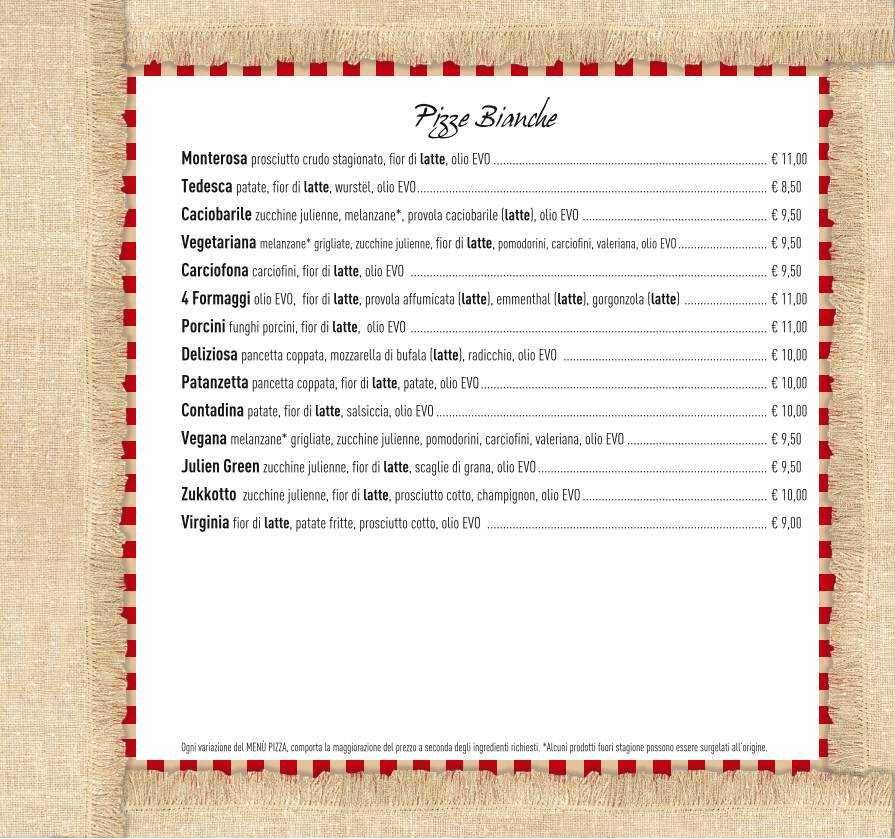 Menu di Pizzeria il Coccodrillo 