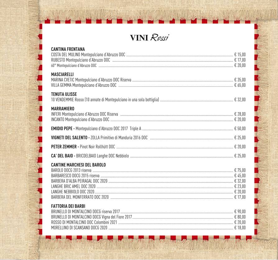Menu di Pizzeria il Coccodrillo 