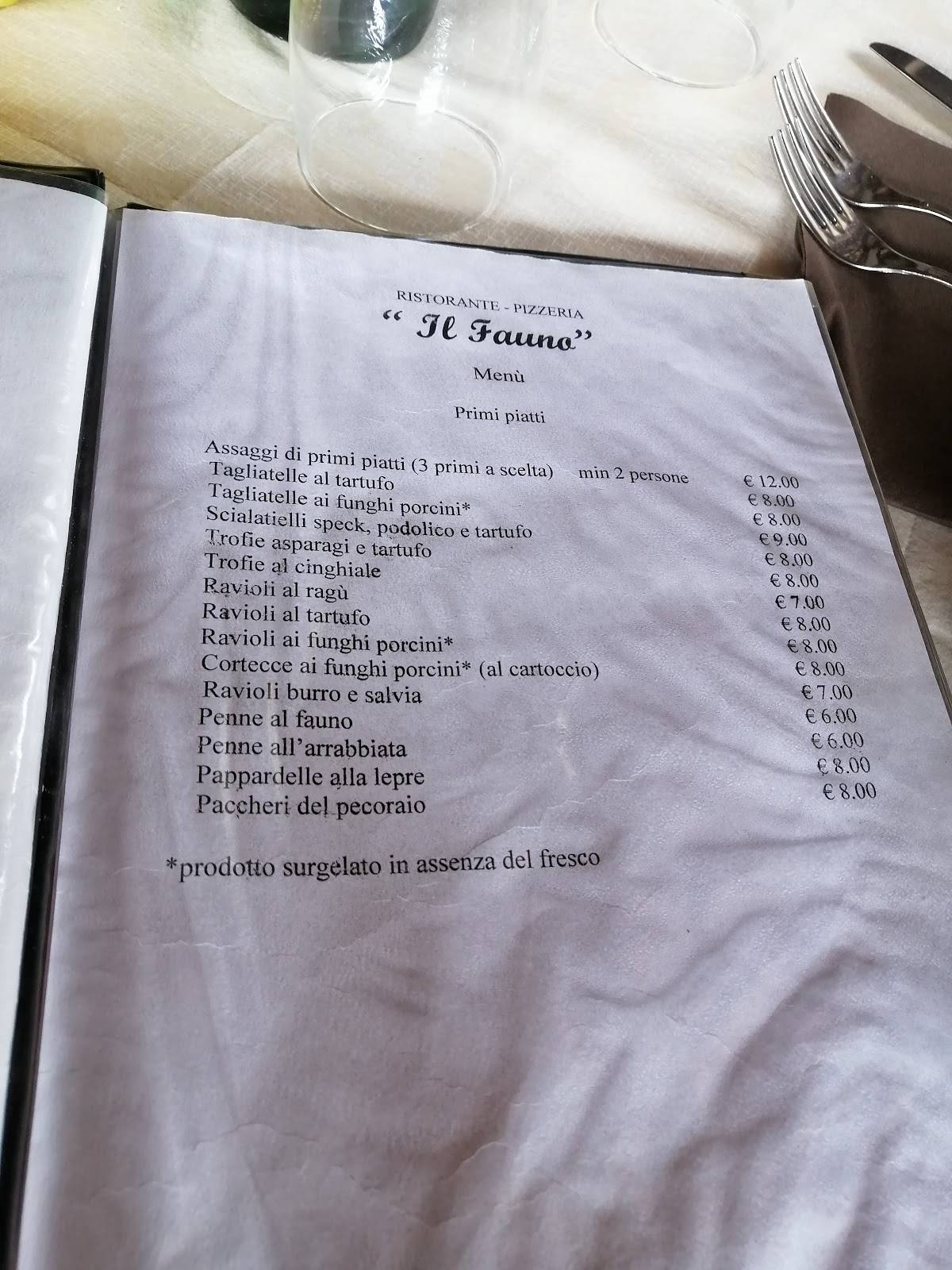 Menu di IL Fauno 