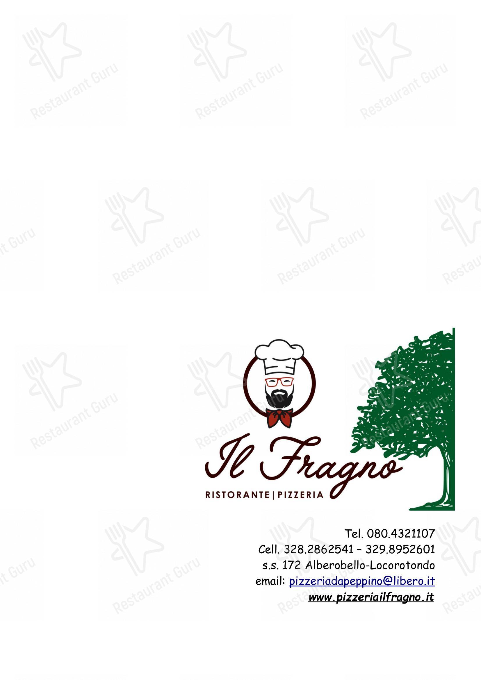 Menu per Il Fragno da Peppino in Alberobello