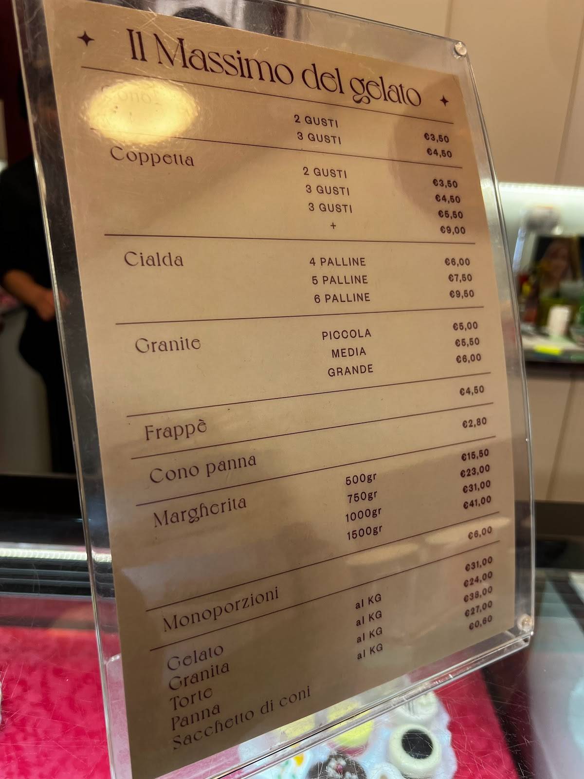 Menu di Il Massimo del Gelato 