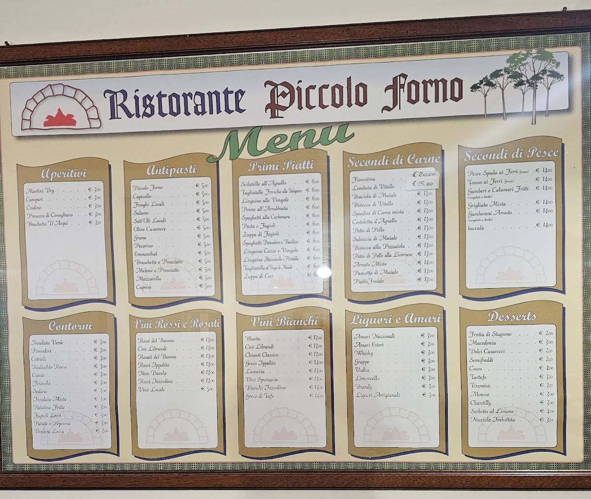 Menu di Il Piccolo Forno di Eredi Costanzo - Ristorante Trattoria Tipica Calabrese 