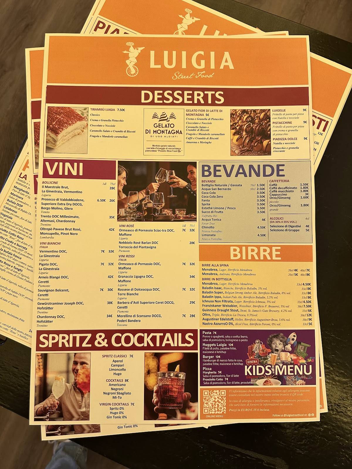 Menu di Luigia 
