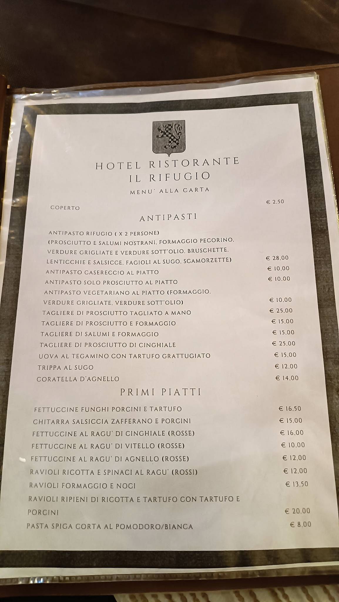 Menu di Il Rifugio 