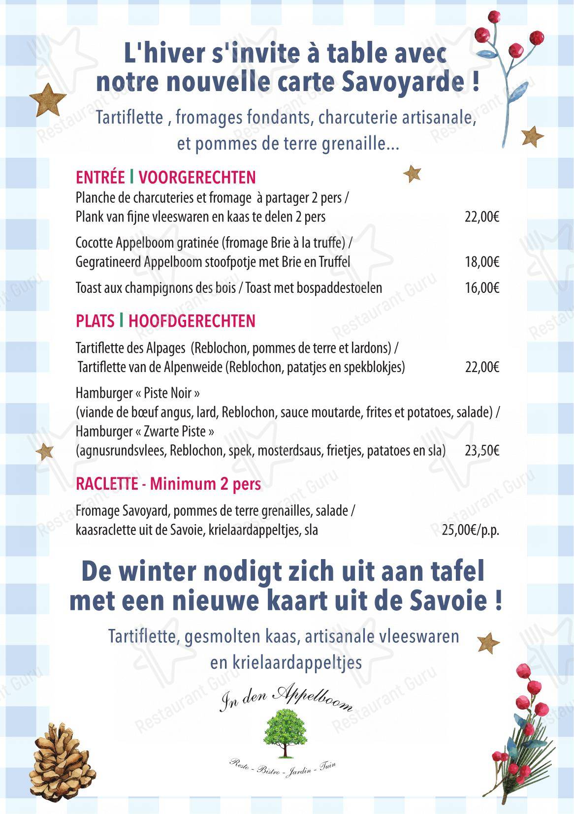 In den Appelboom dans Anderlecht - Menu