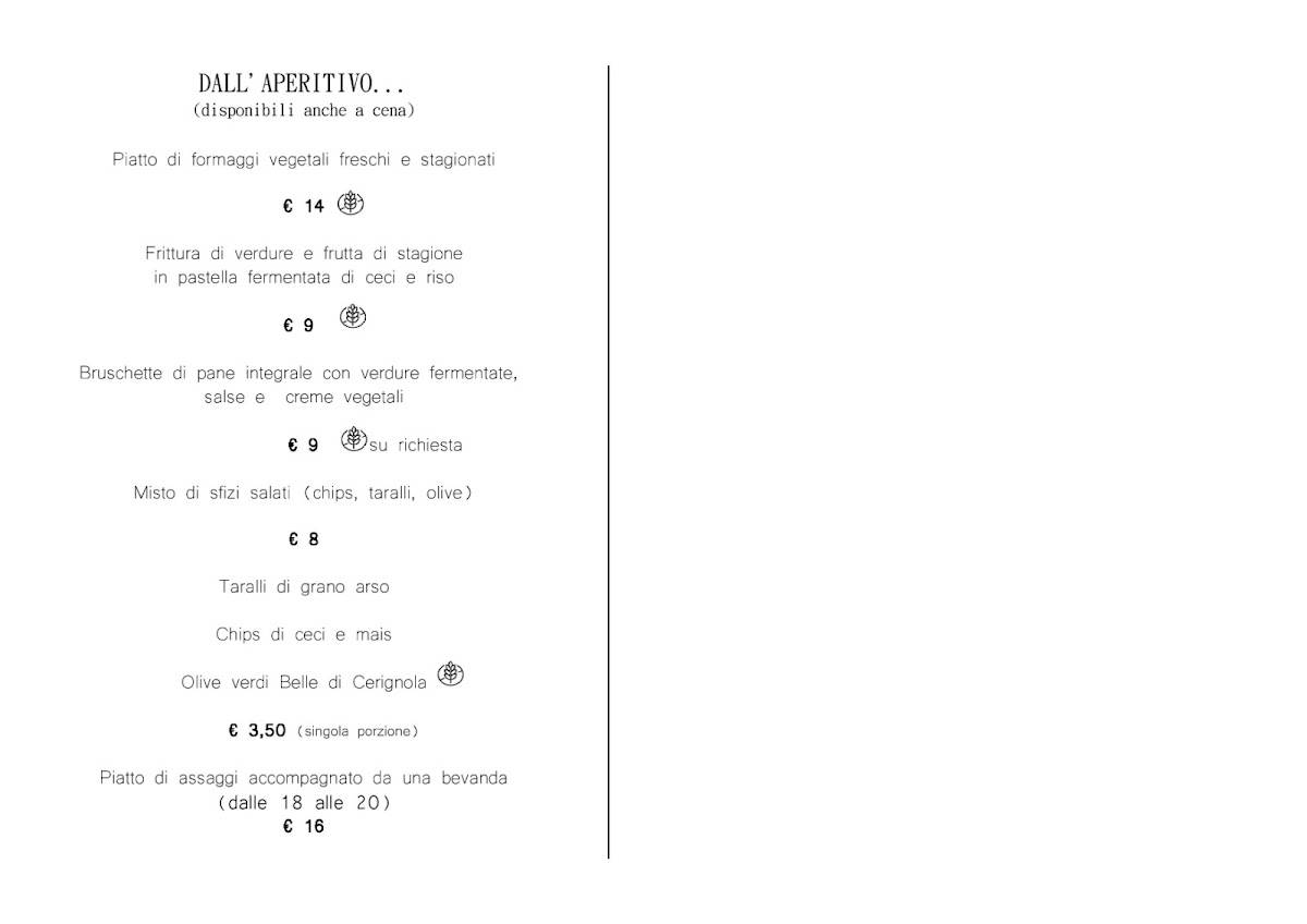 Menu di Indigeno Roma 