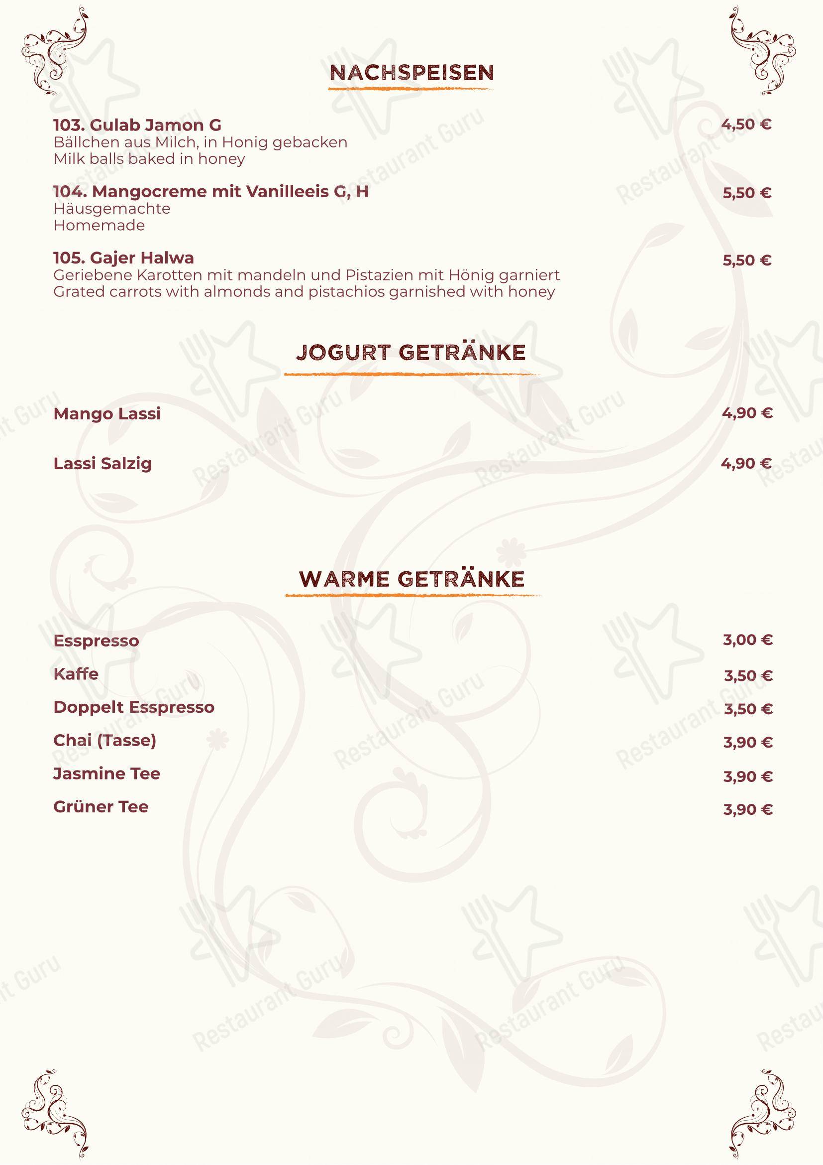 Menu pour Indisches Spezialität Restaurant Shimla Germering - Menu bar