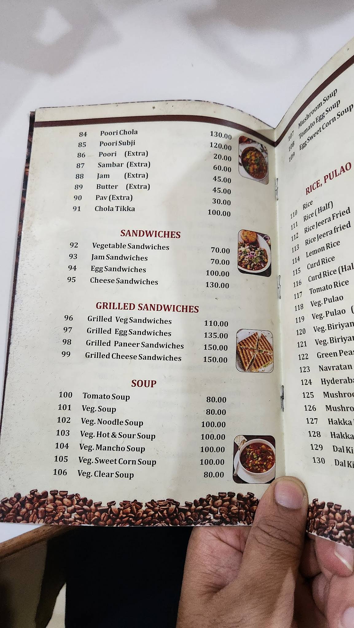 Indian Coffee House District court Indore menu