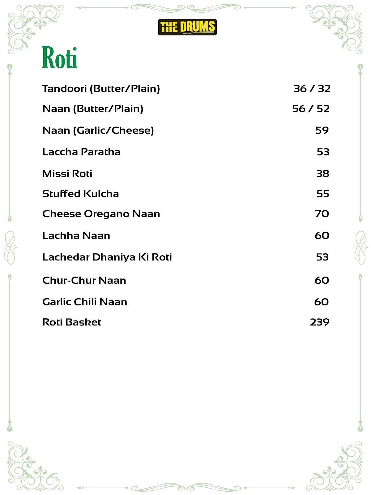 THE DRUMS menu