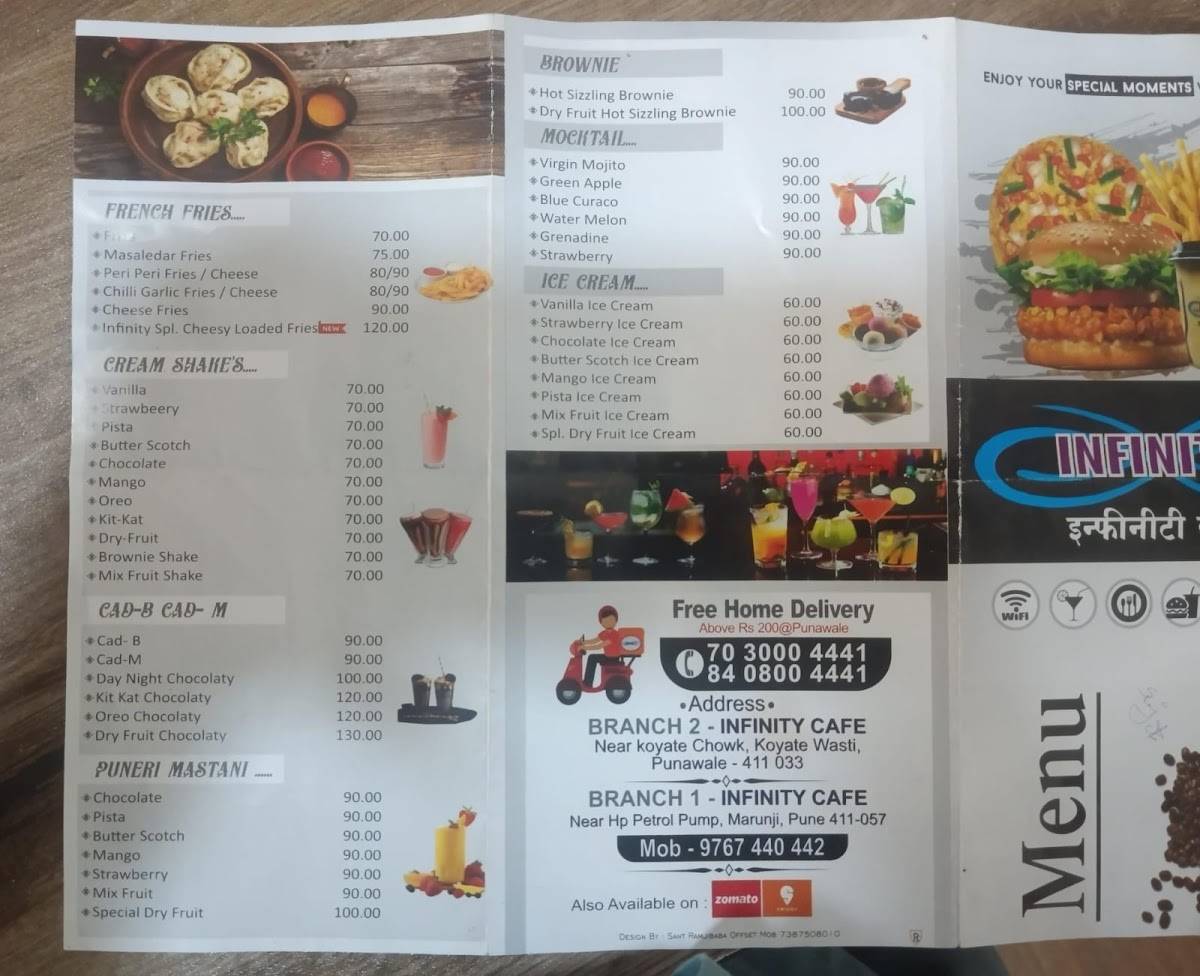 Infinity Cafe Punawale menu