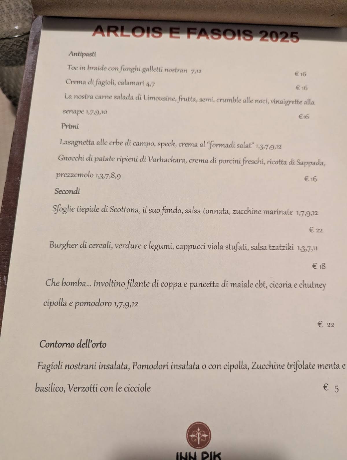 Menu di Inn Pik 