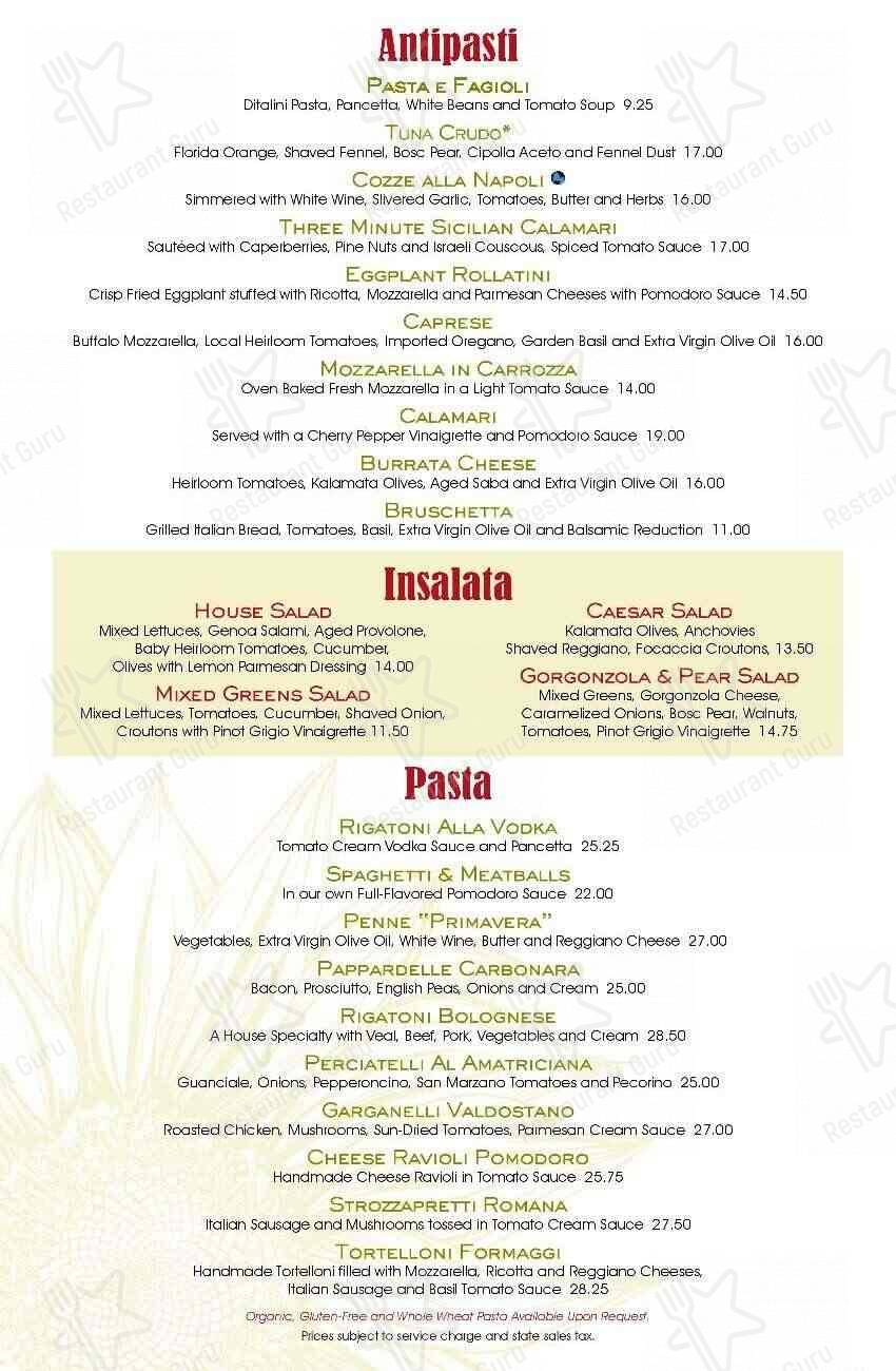 The Italian Restaurant menu