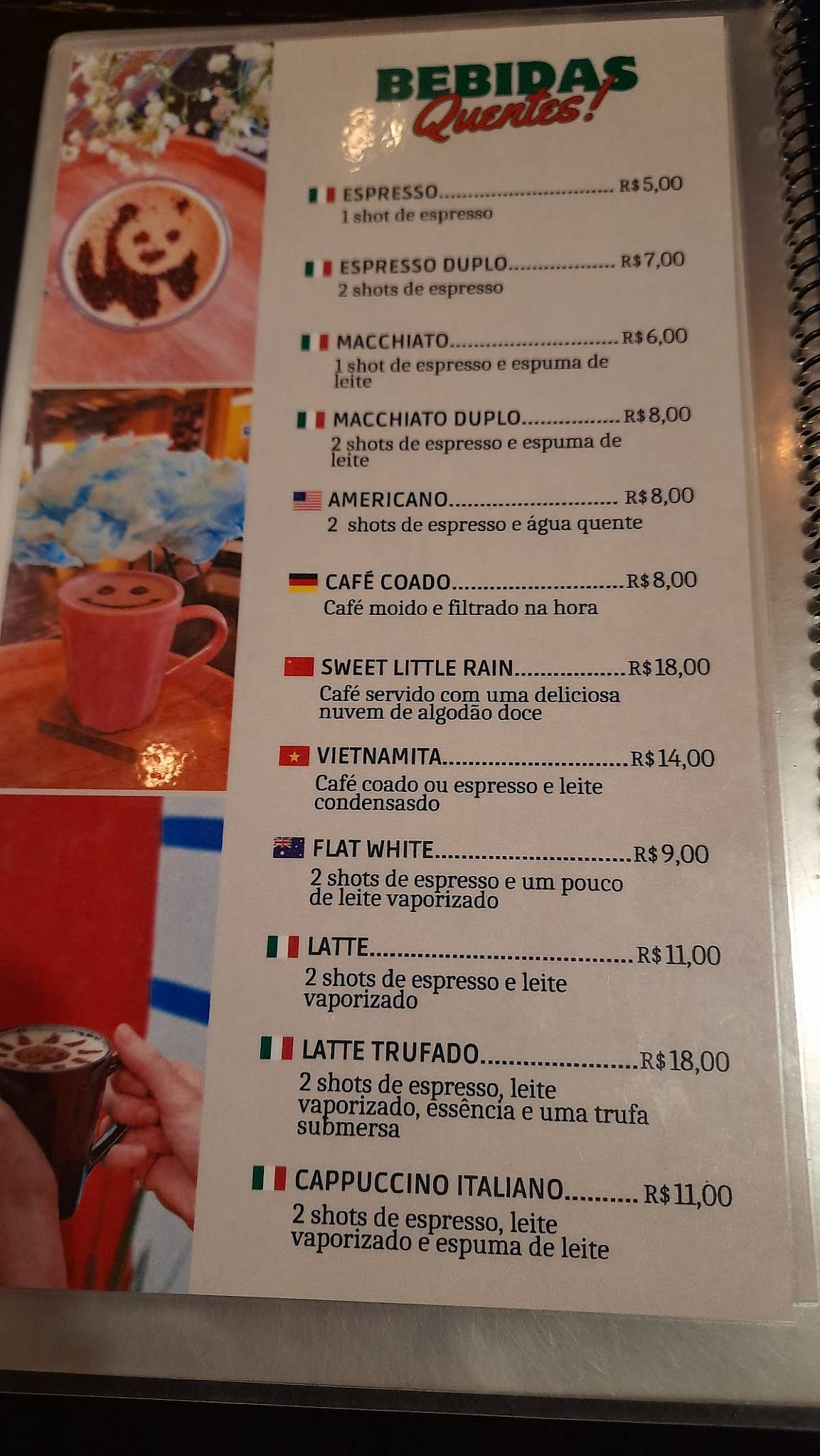 Aguabar e Café cardápio