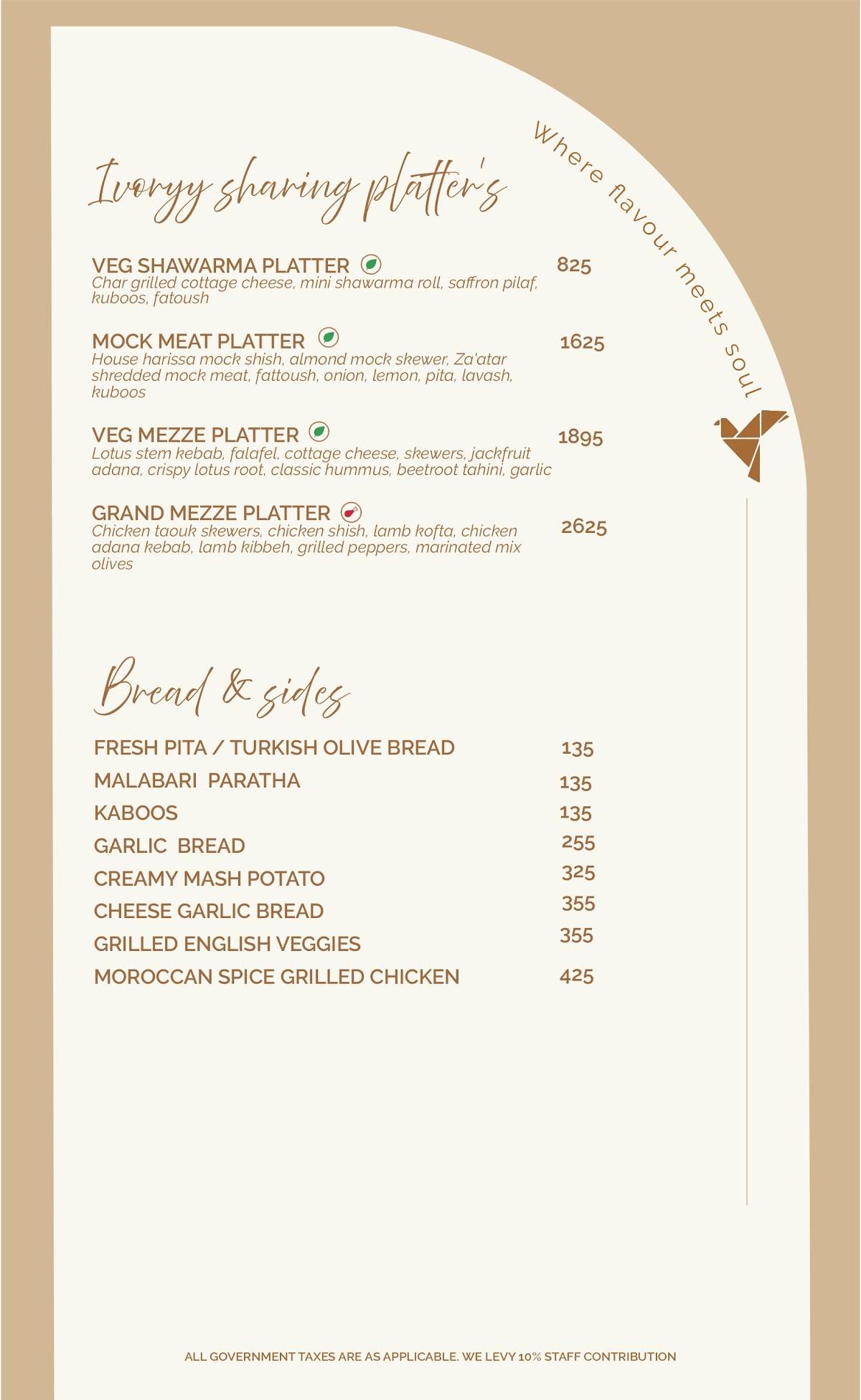Ivoryy.Delhi menu