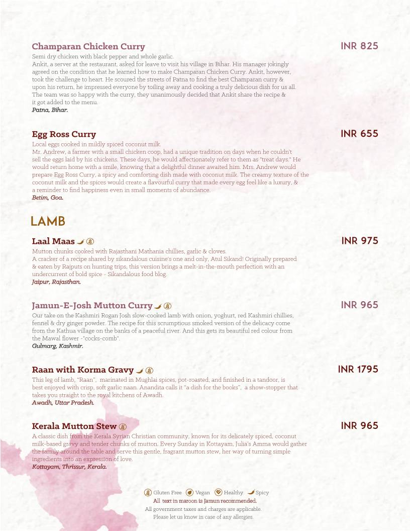 JAMUN menu