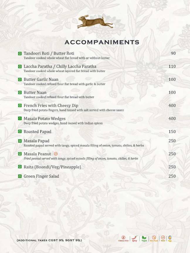 Shikaar Bagh - Restaurant and Bar menu