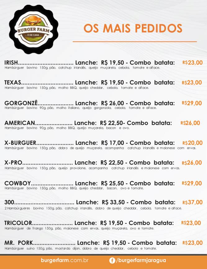 Burger Farm cardápio